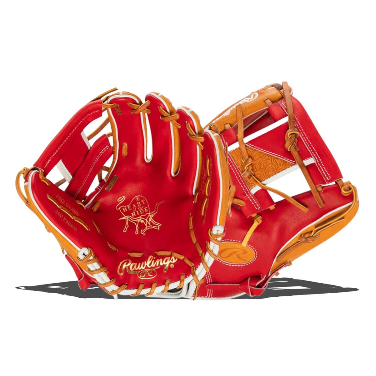 New Rawlings Heart of the Hide ColorSync Red Tan PRO204W 2XS Right Hand Throw Glove 11.5 BB Grandslam